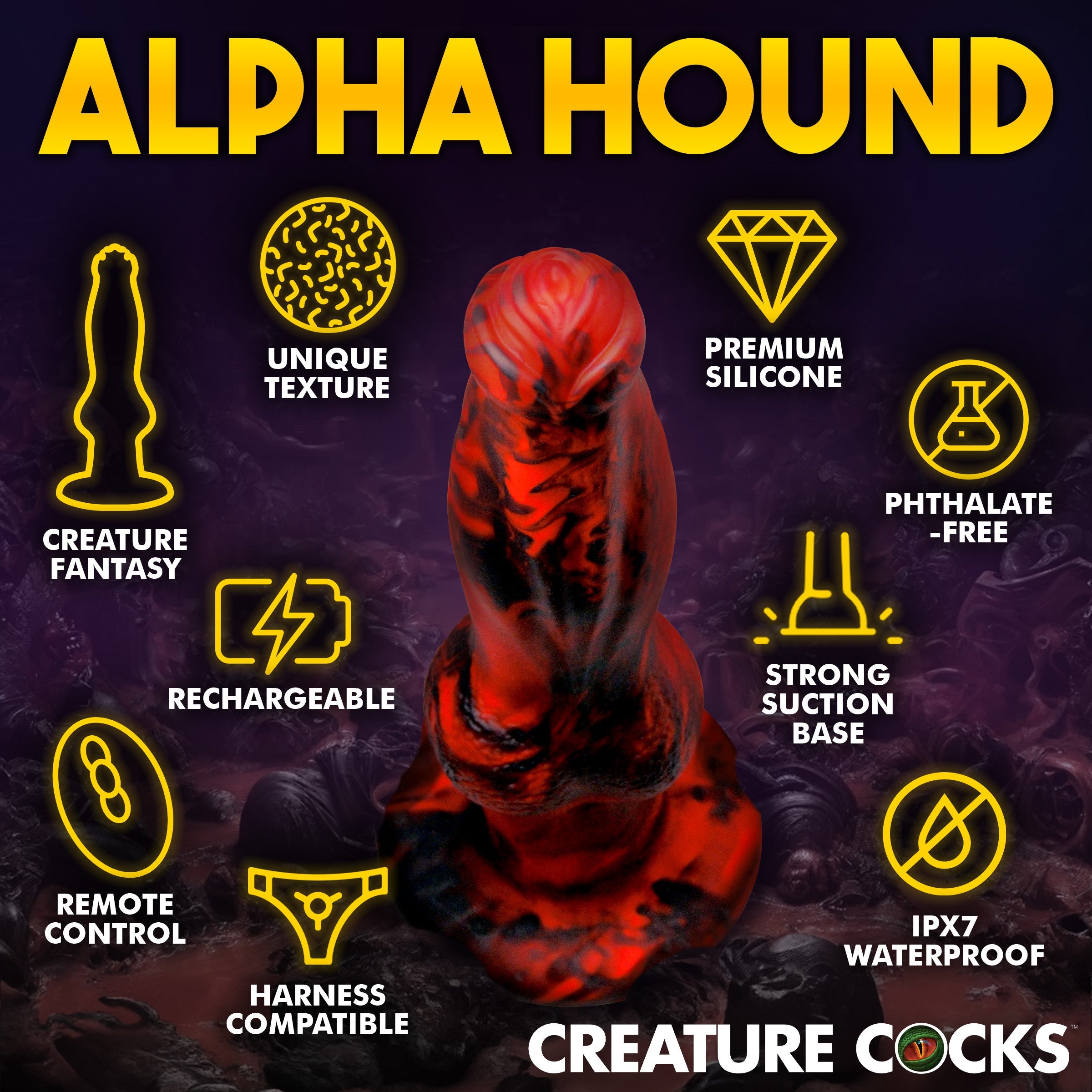 Hell Wolf Thrusting and Vibrating Silicone Dildo