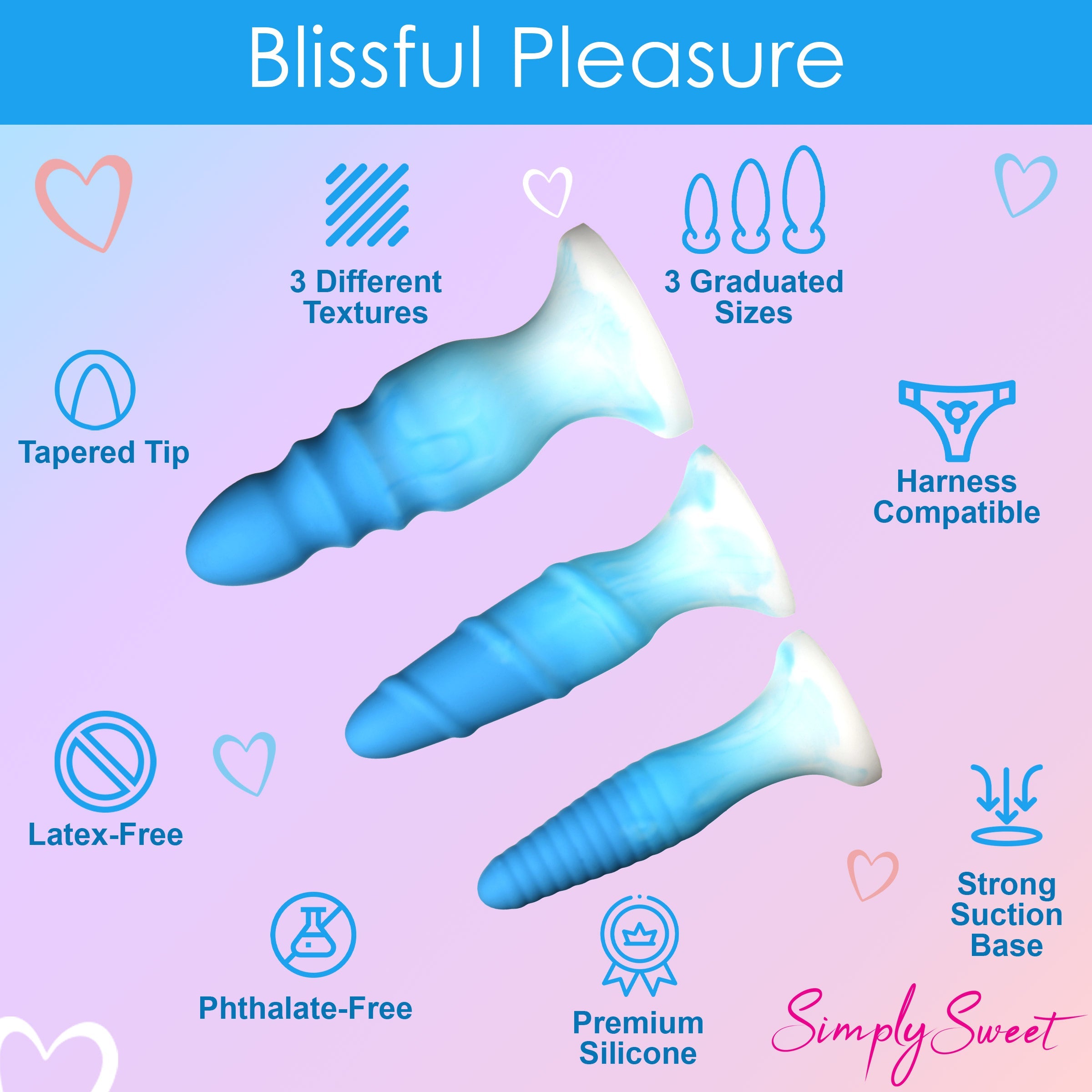 3 Piece Silicone Butt Plug Set