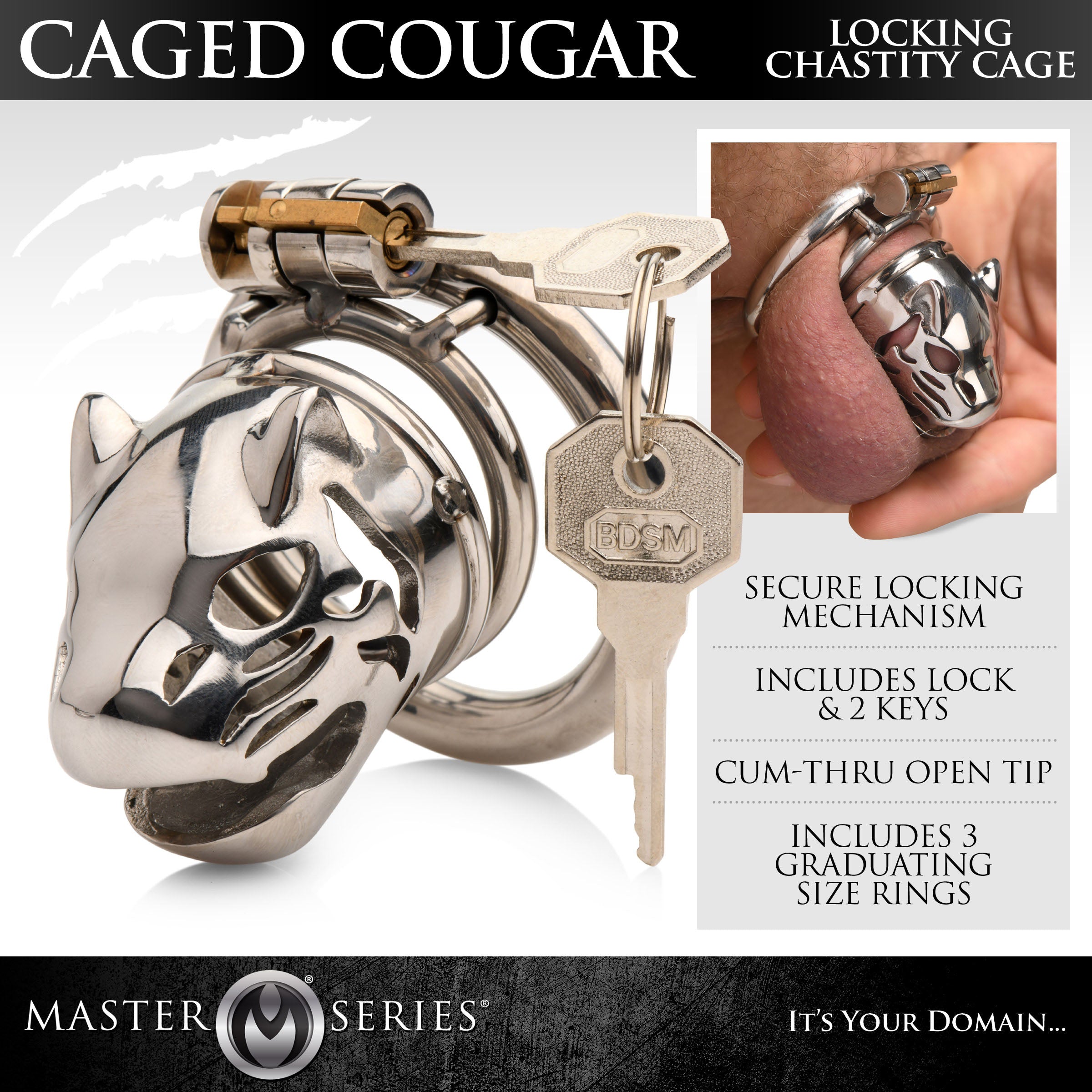 Caged Cougar Locking Chastity Cage