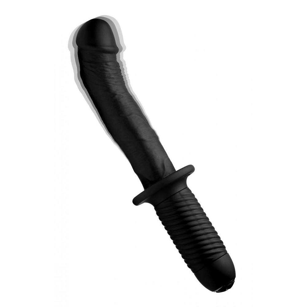 The Large Realistic 10X Silicone Vibrator with Handle