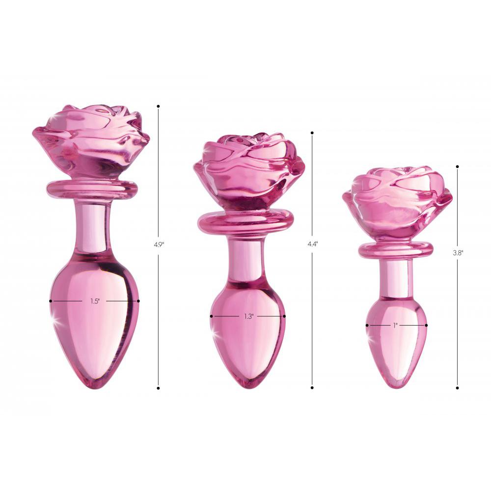 Pink Rose Glass Anal Plug