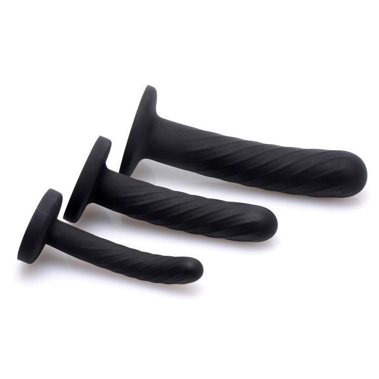 3 Piece Silicone Strap-On Set - Black