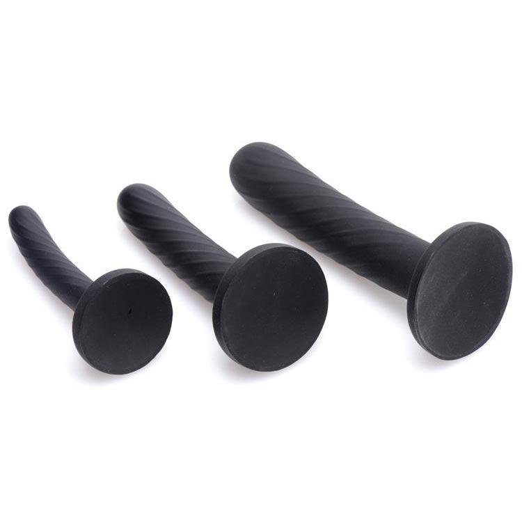 3 Piece Silicone Strap-On Set - Black