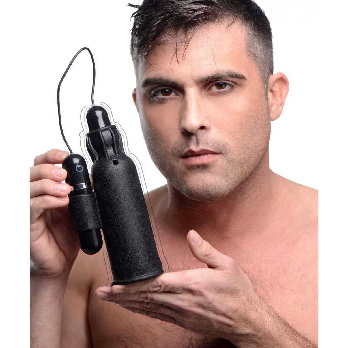 Lightning Stroke Silicone Stroker With Vibrating Bullet