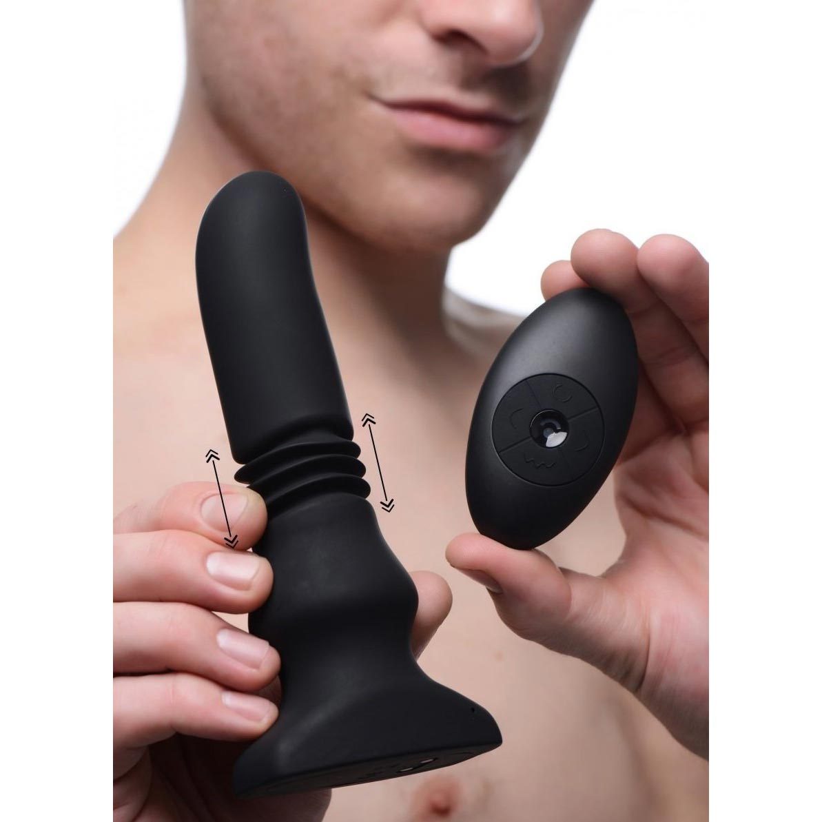 Silicone Vibrating and Thrusting Plug with Remote Control