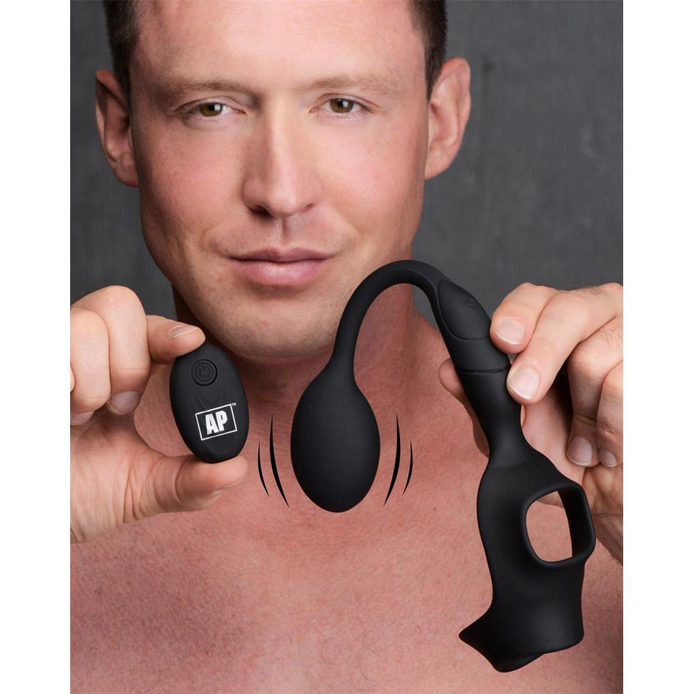 10X P-Bomb Silicone Cock and Ball Ring with Vibrating Anal Plug