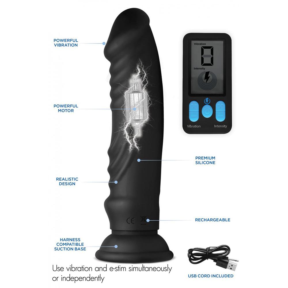 E-Stim Pro 5x Vibrating Dildo with Remote Control