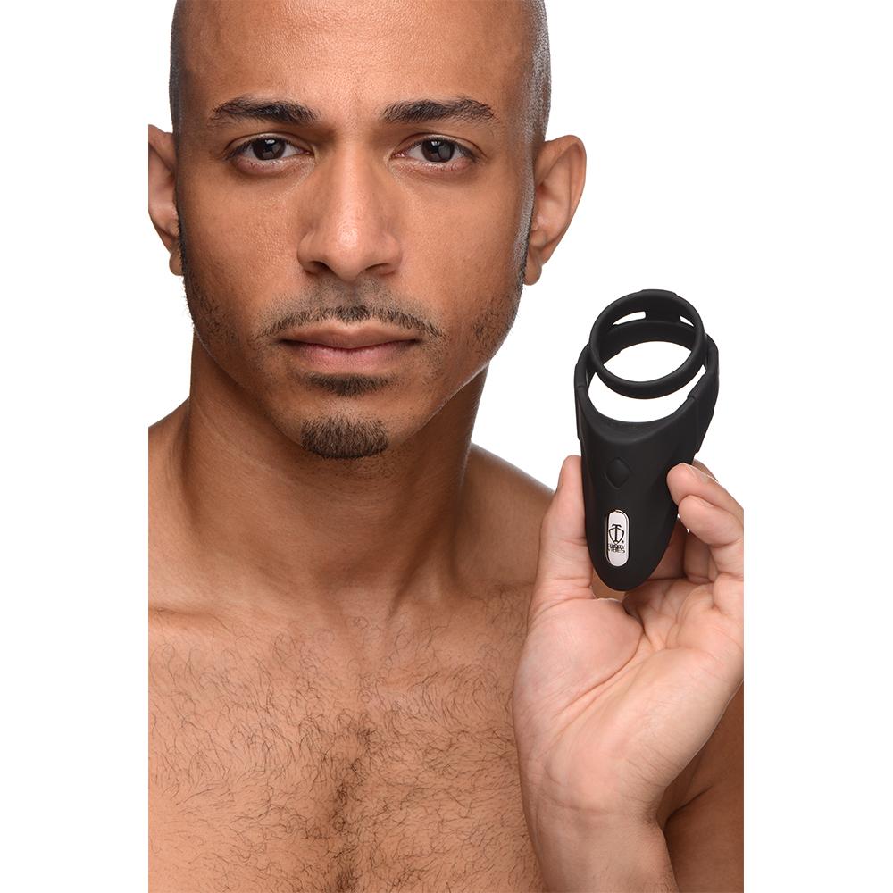 10X Silicone Cock Ring with Vibrating Taint Stimulator