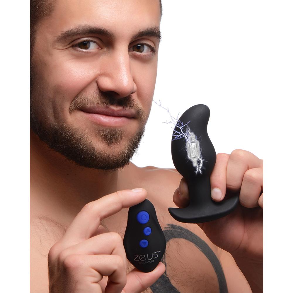 8X Volt Drop Vibrating and E-Stim Silicone Prostate Massager with Remo 8X Volt Drop Vibrating and E-Stim Silicone Prostate Massager with Remo