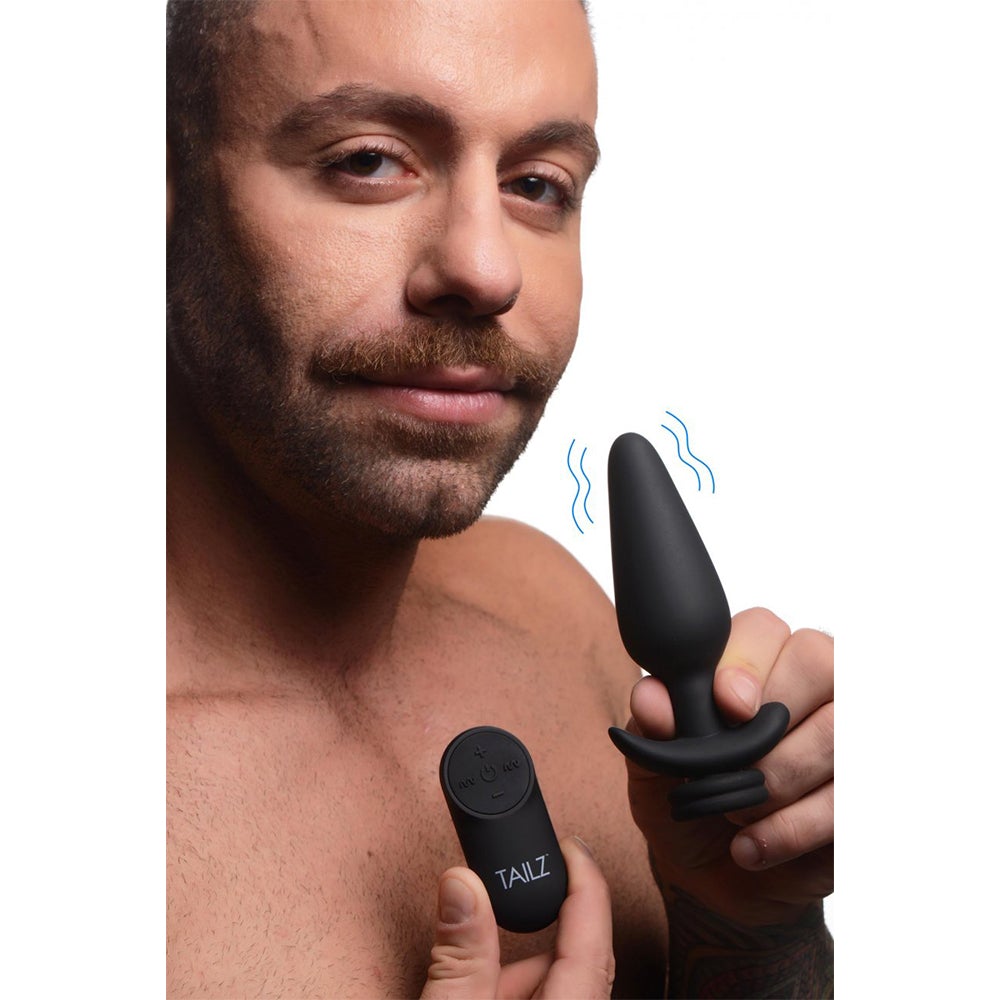 Interchangeable 10X Vibrating Silicone Anal Plug with Remote Interchangeable 10X Vibrating Silicone Anal Plug with Remote