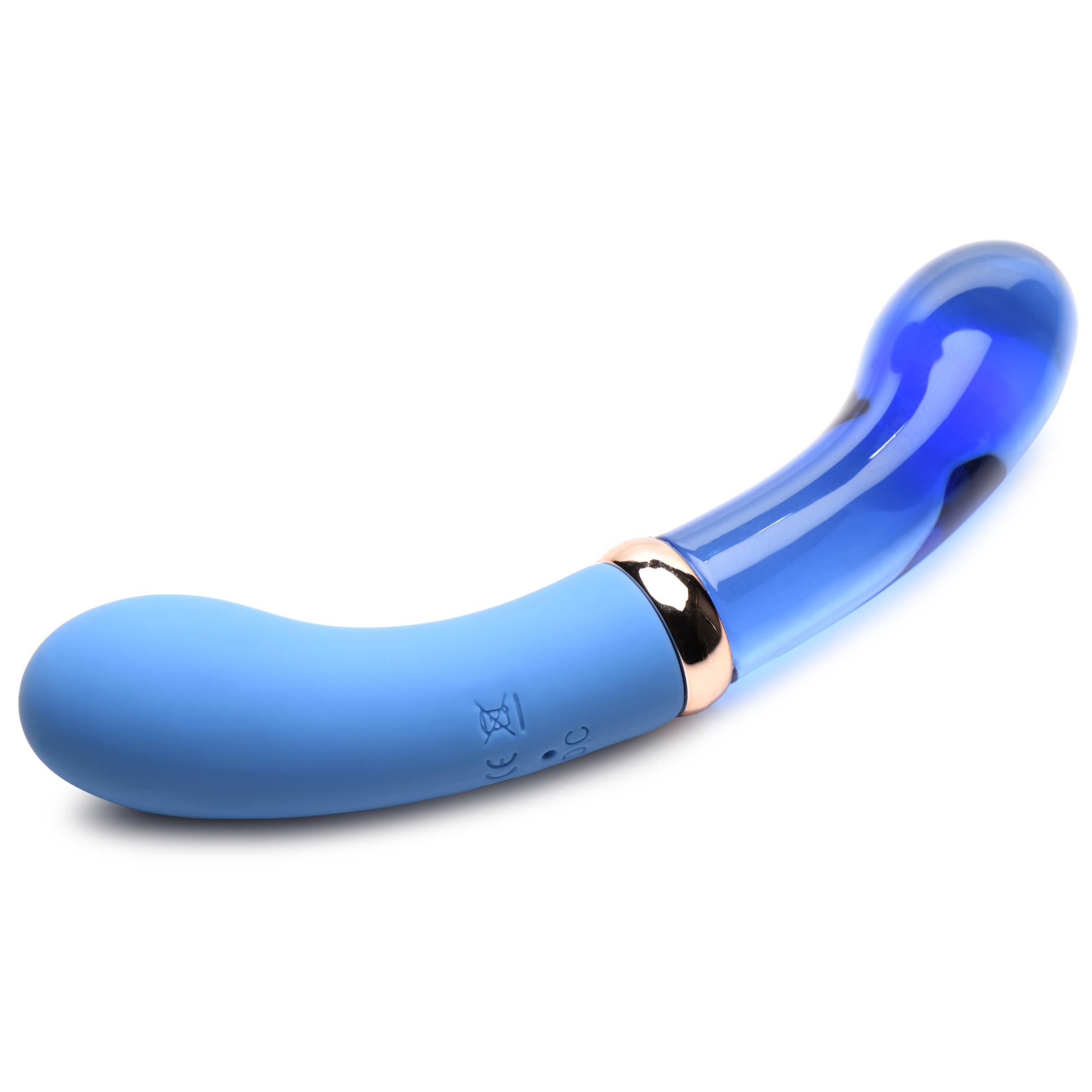 10X Bleu Dual Ended P-Spot Silicone and Glass Vibrator