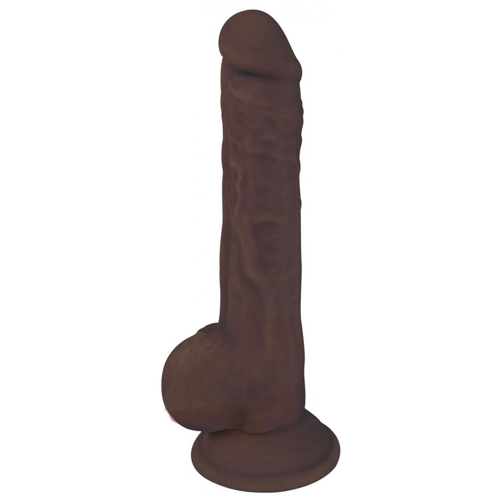 8 Inch Dark Silicone Dildo With Balls