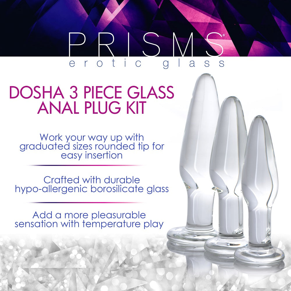 3pc Dosha Glass Anal Plug Kit
