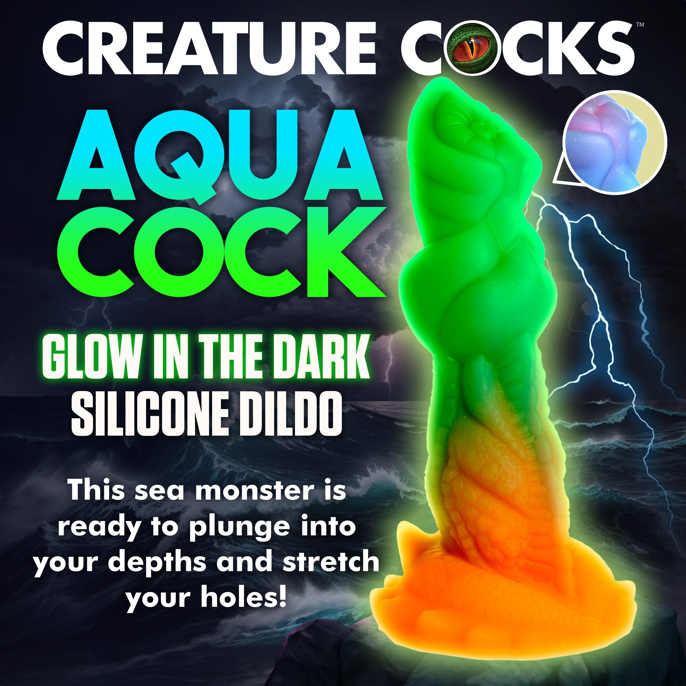 Aqua-Cock Glow-In-The-Dark Silicone Dildo