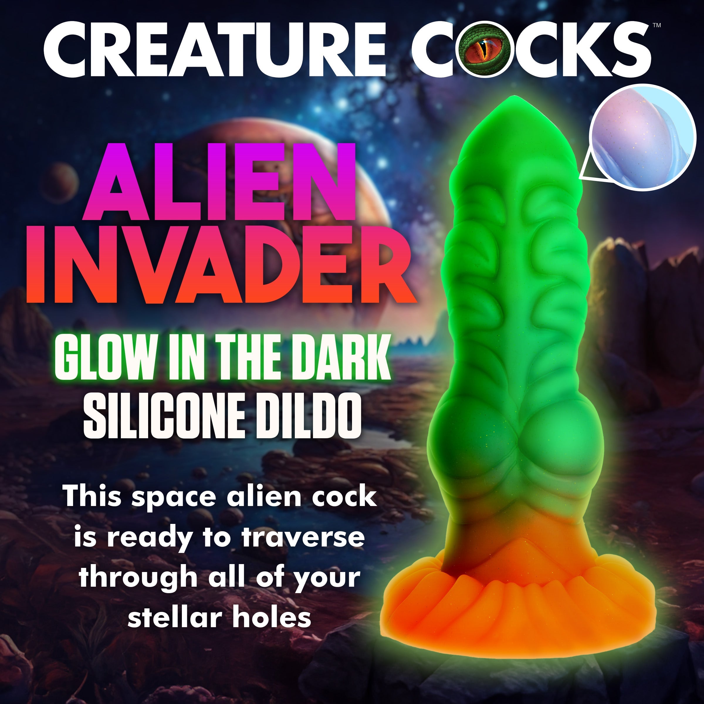 Alien Invader Glow-In-The-Dark Silicone Dildo