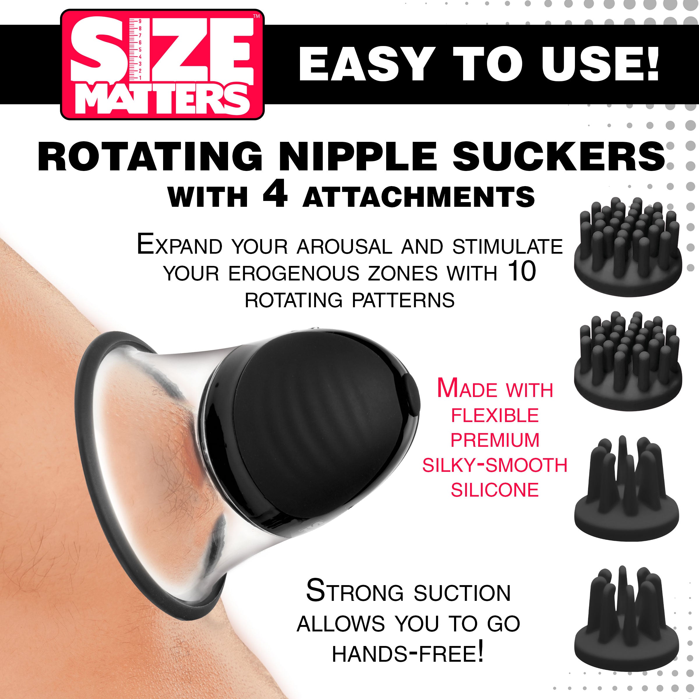 10X Rotating Nipple Suckers with 4 Attachments