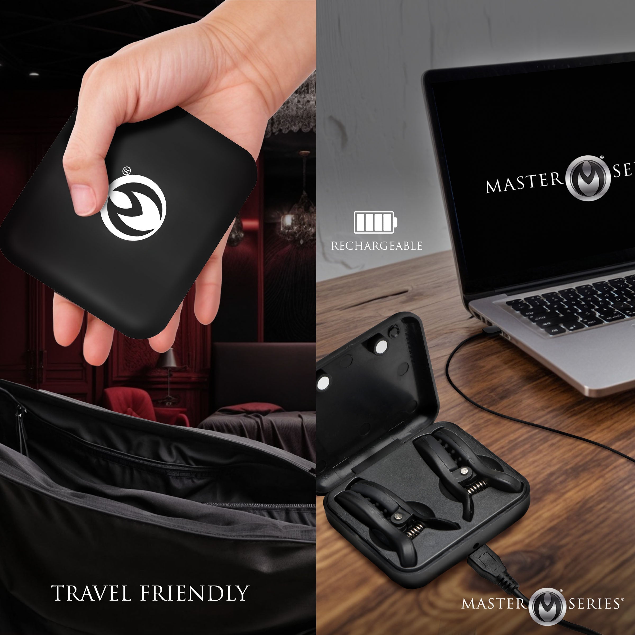 Dark Grip Wireless Vibrating Nipple Clamps with Rechargeable Case Dark Grip Wireless Vibrating Nipple Clamps with Rechargeable Case