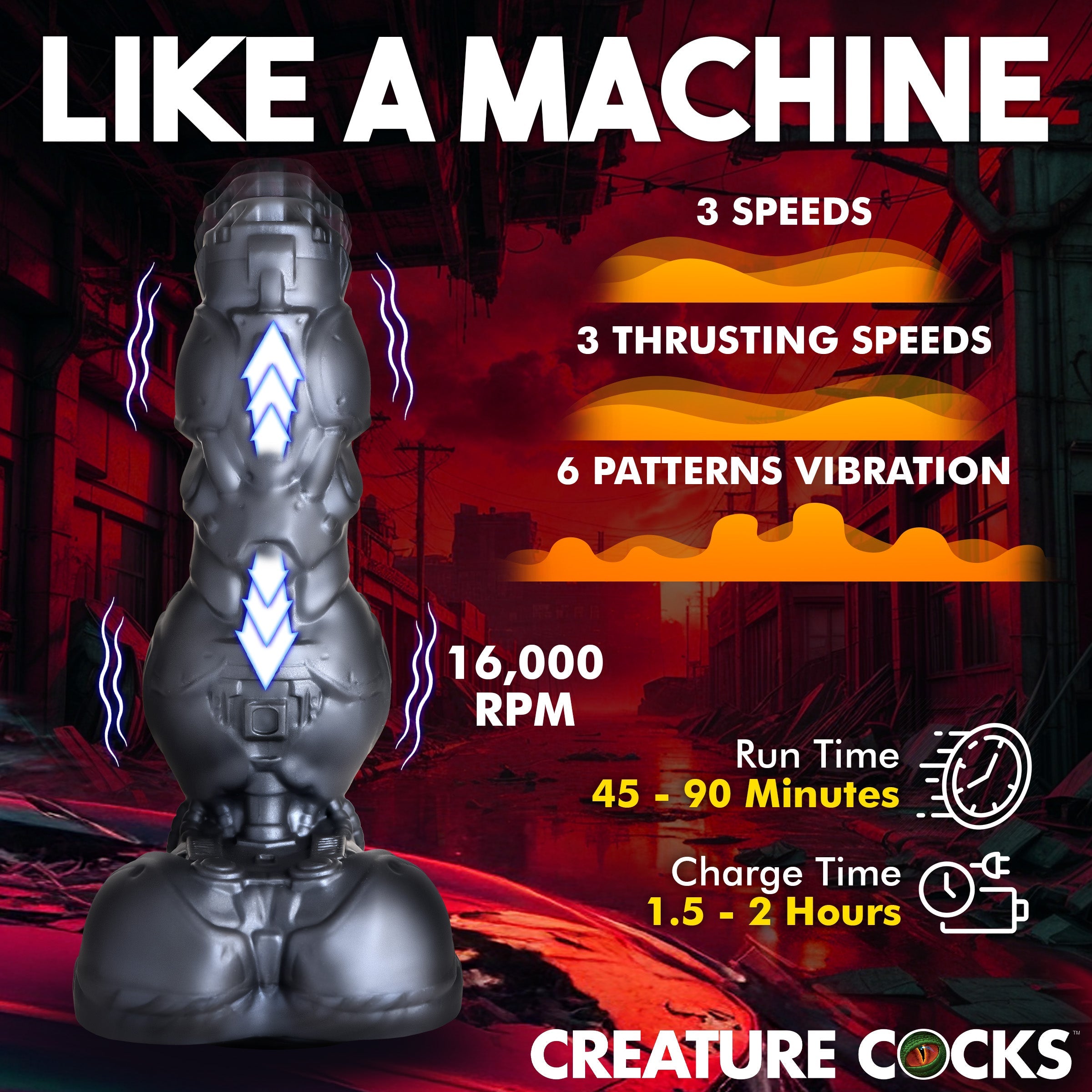 Cyborg Cock Thrusting & Vibrating Silicone Dildo