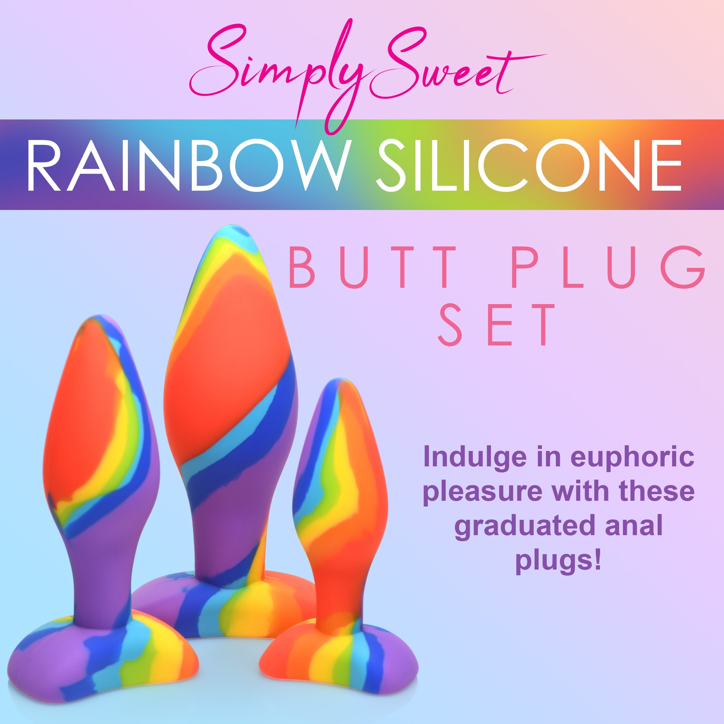 3pc Rainbow Silicone Butt Plug Set