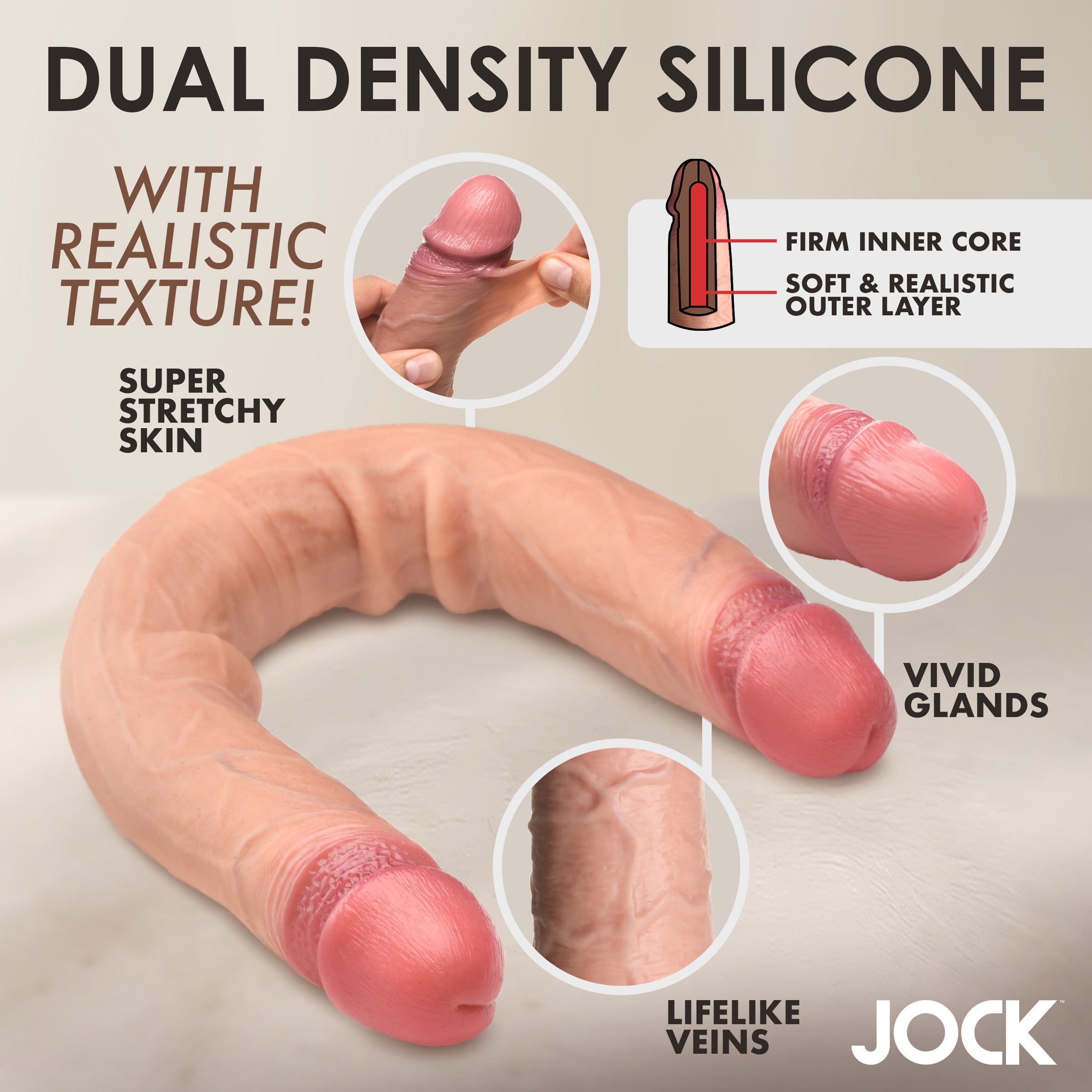 JOCK Real Skin 15.75" Double Dildo