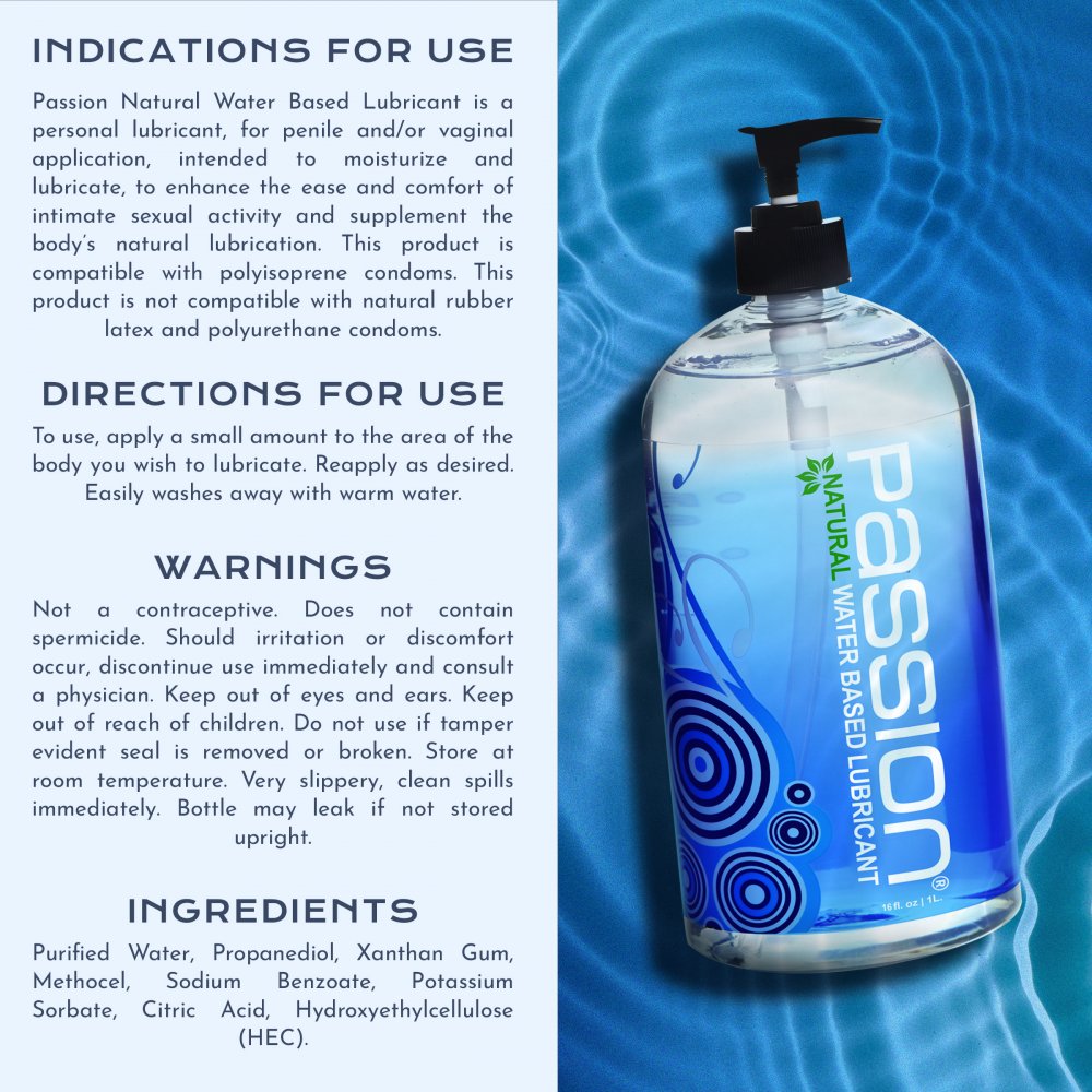 Passion Natural Water-Based Lube 16oz Pump