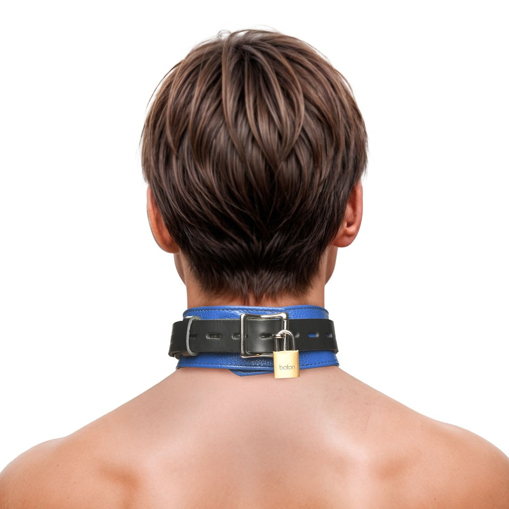 Strict Leather Deluxe Black and Blue Locking Collar