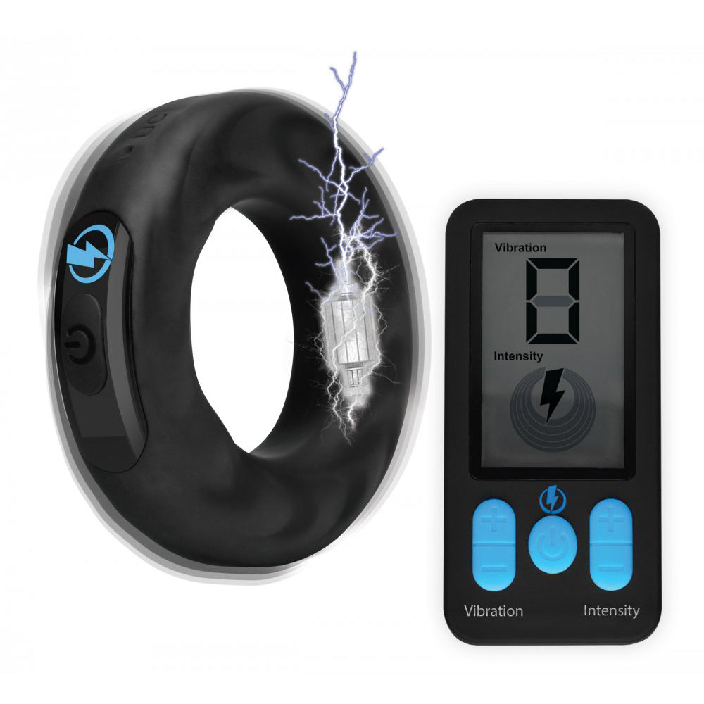 E-Stim Pro Silicone Vibrating Cock Ring with Remote Control