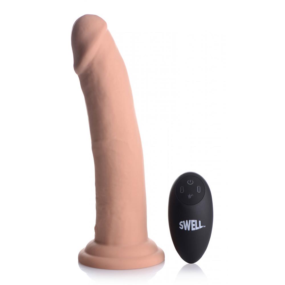 7X Inflatable and Vibrating Remote Control Silicone Dildo - 8 Inch