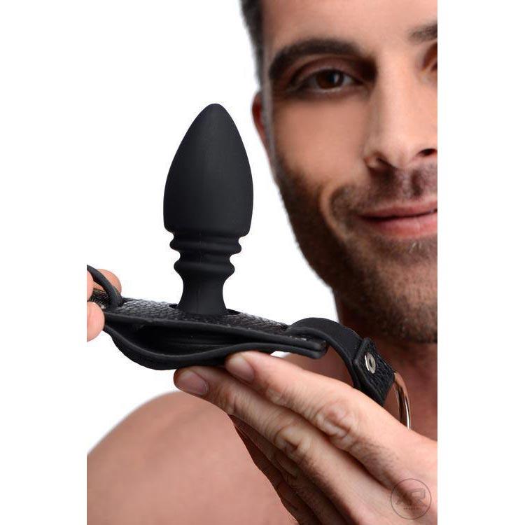 Male Cock Ring Harness with Silicone Anal Plug