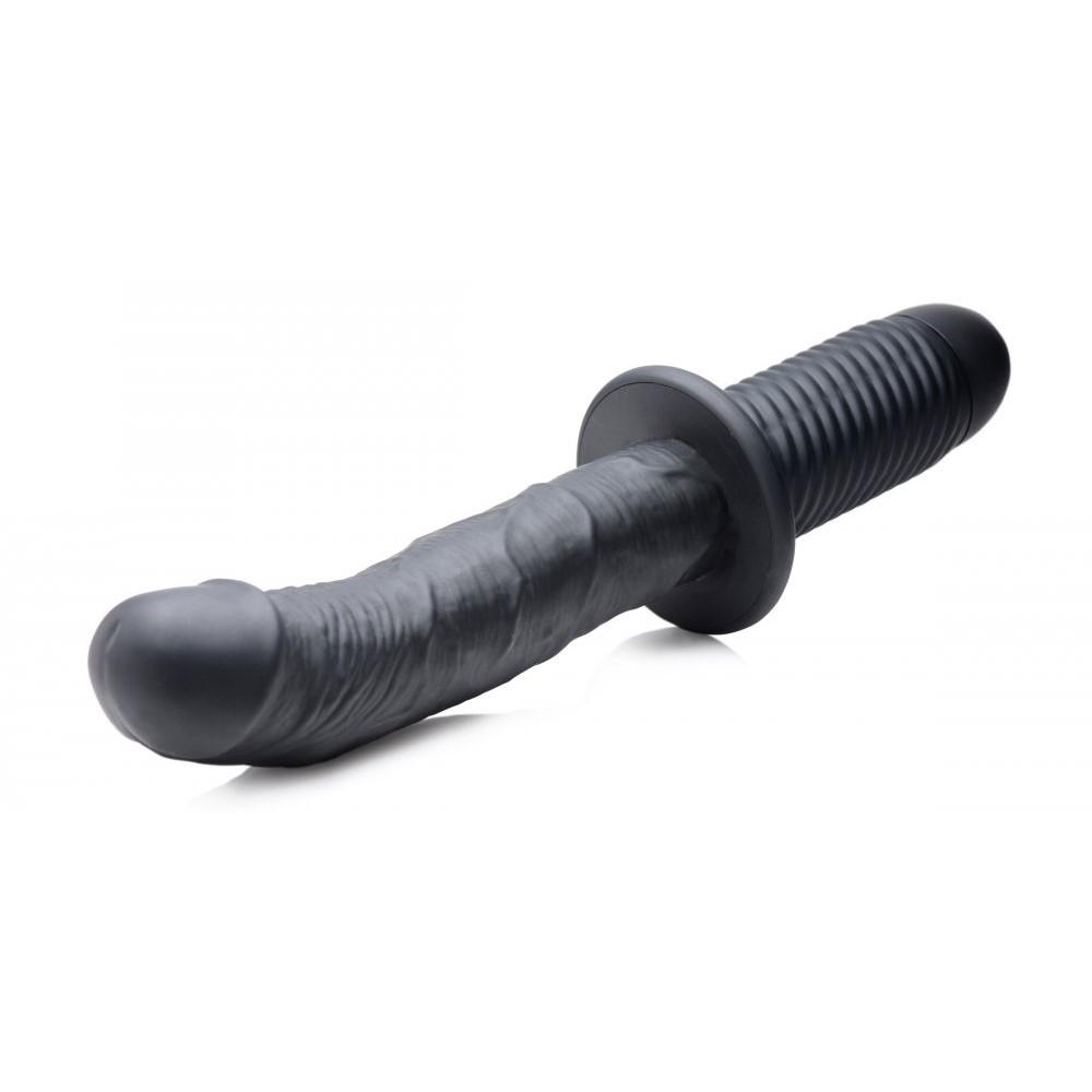 The Large Realistic 10X Silicone Vibrator with Handle The Large Realistic 10X Silicone Vibrator with Handle