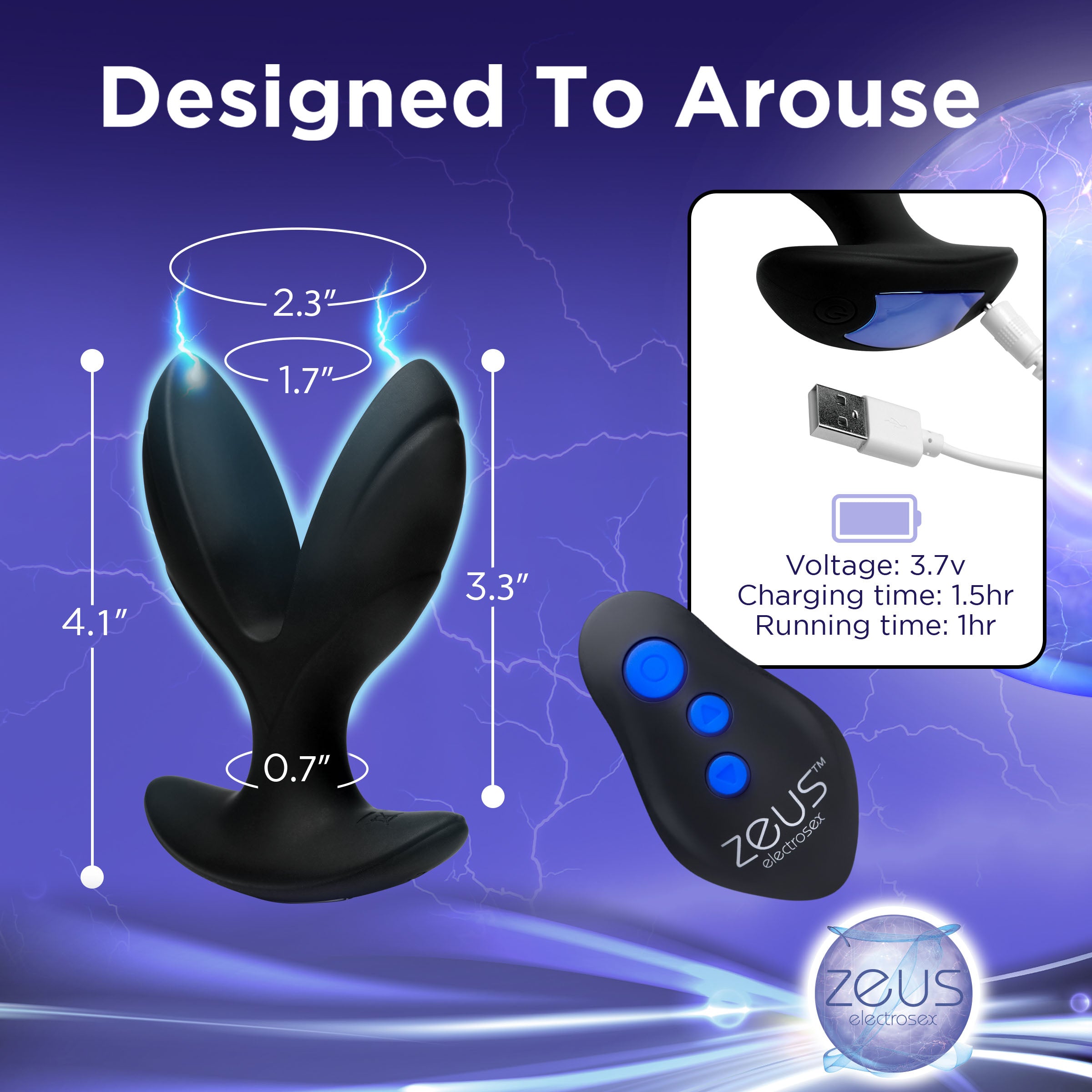 64X Electro-Spread Vibrating and Estim Silicone Butt Plug 64X Electro-Spread Vibrating and Estim Silicone Butt Plug