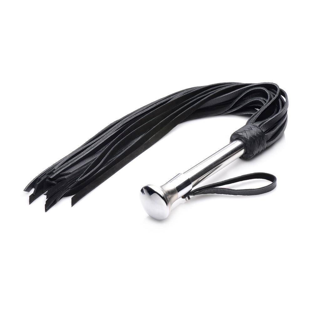 Leather Flogger with Stainless Steel Handle