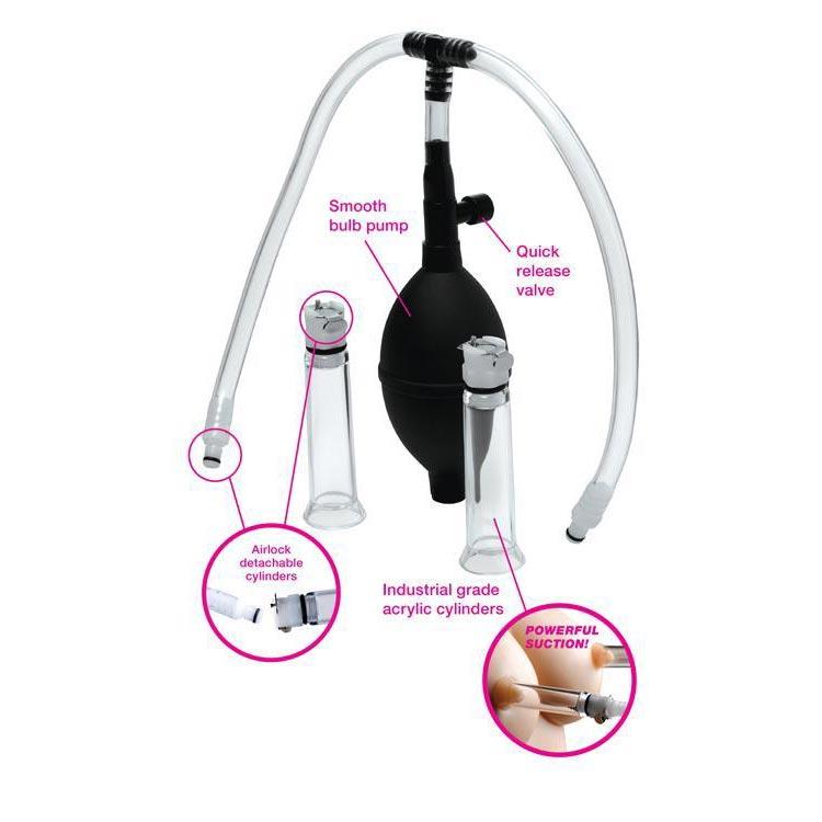 Nipple Pumping System with Dual Detachable Acrylic Cylinders