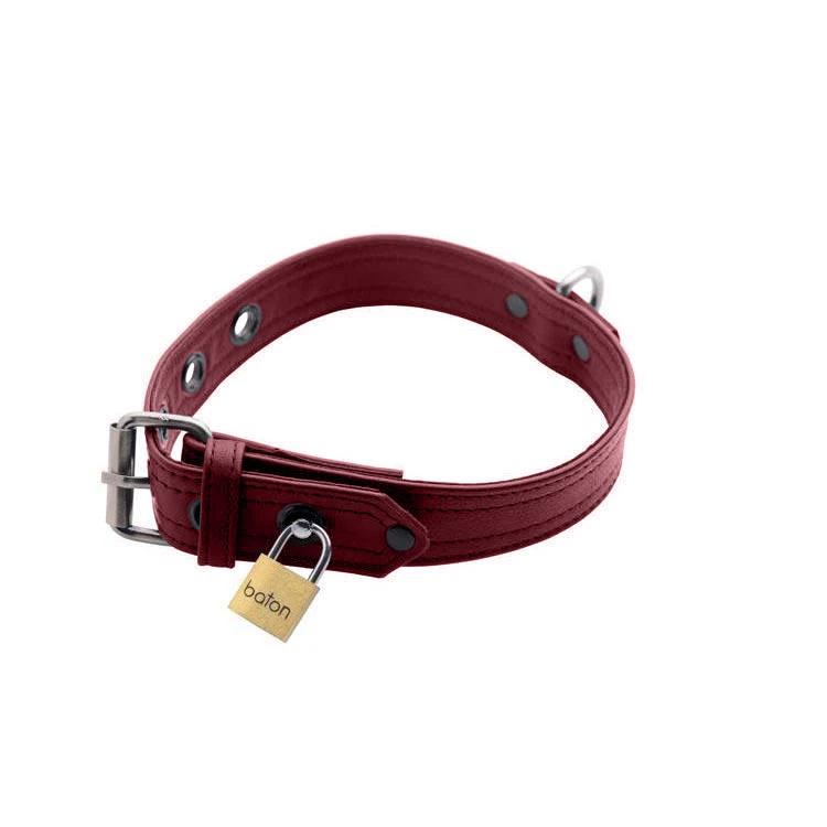 Burgundy Premium Leather Collar and Cuffs