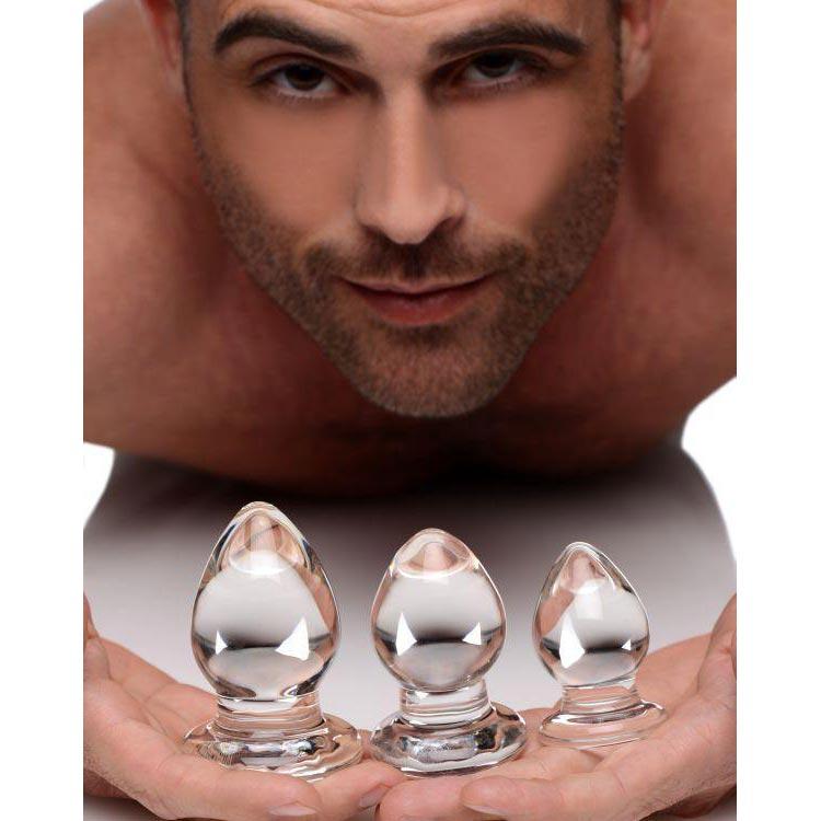 3 Piece Glass Anal Plug Kit 3 Piece Glass Anal Plug Kit