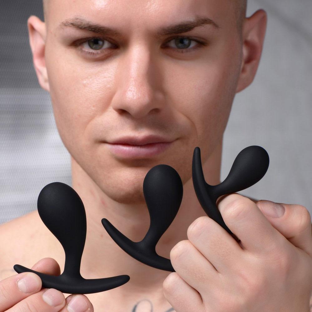 Dark Droplets 3 Piece Curved Silicone Anal Trainer Set