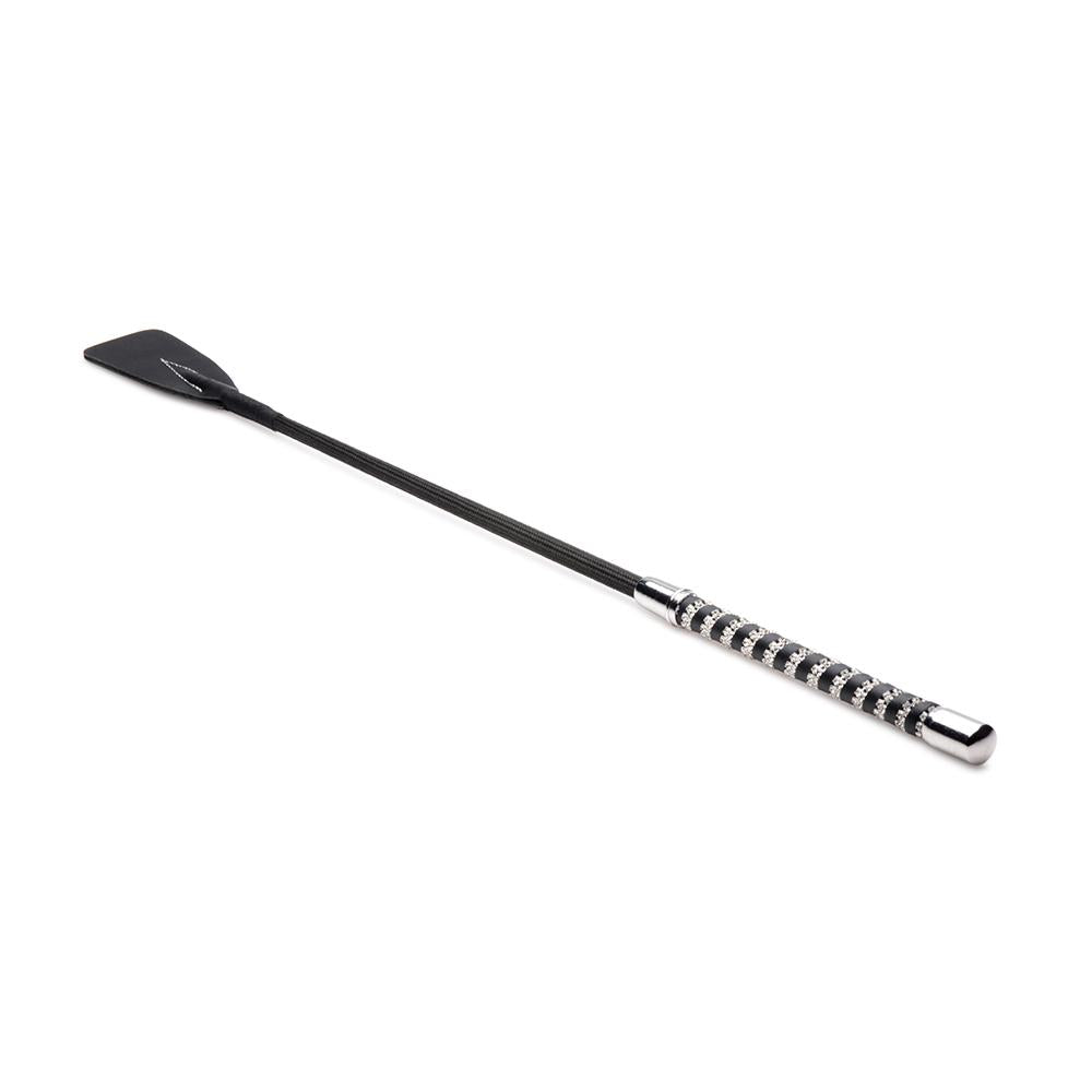 Short Leather Riding Crop with Rhinestone Handle
