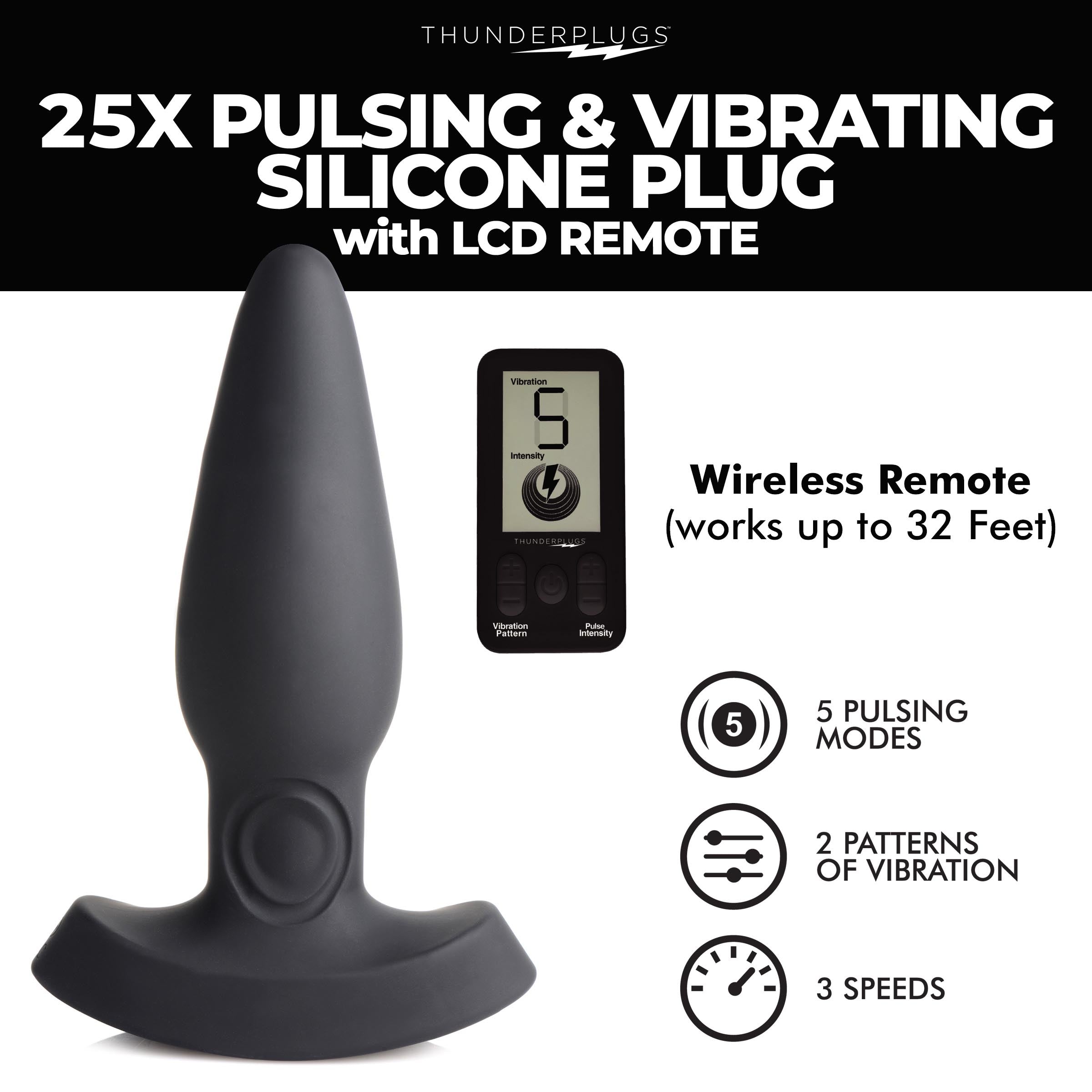 25X Pulsing and Vibrating Silicone Plug with Remote