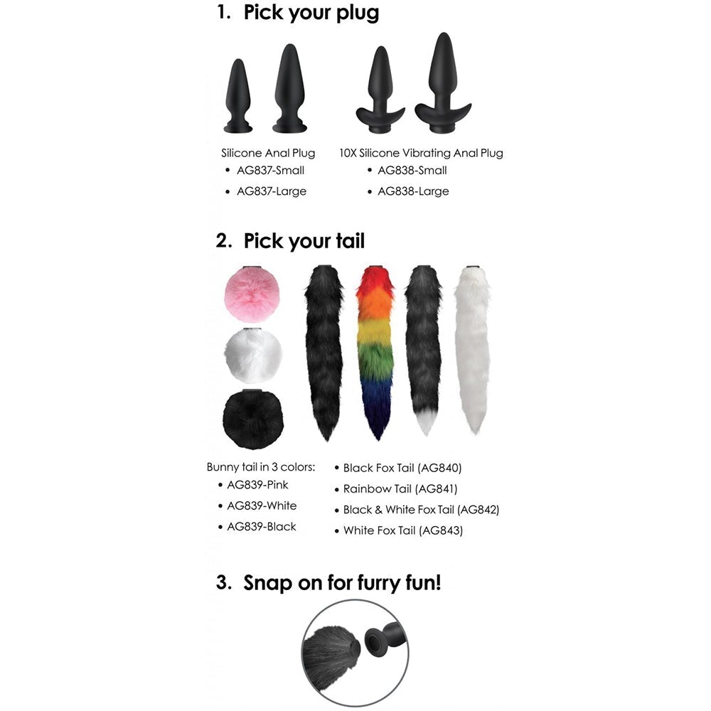 Large Vibrating Anal Plug with Interchangeable Bunny Tail