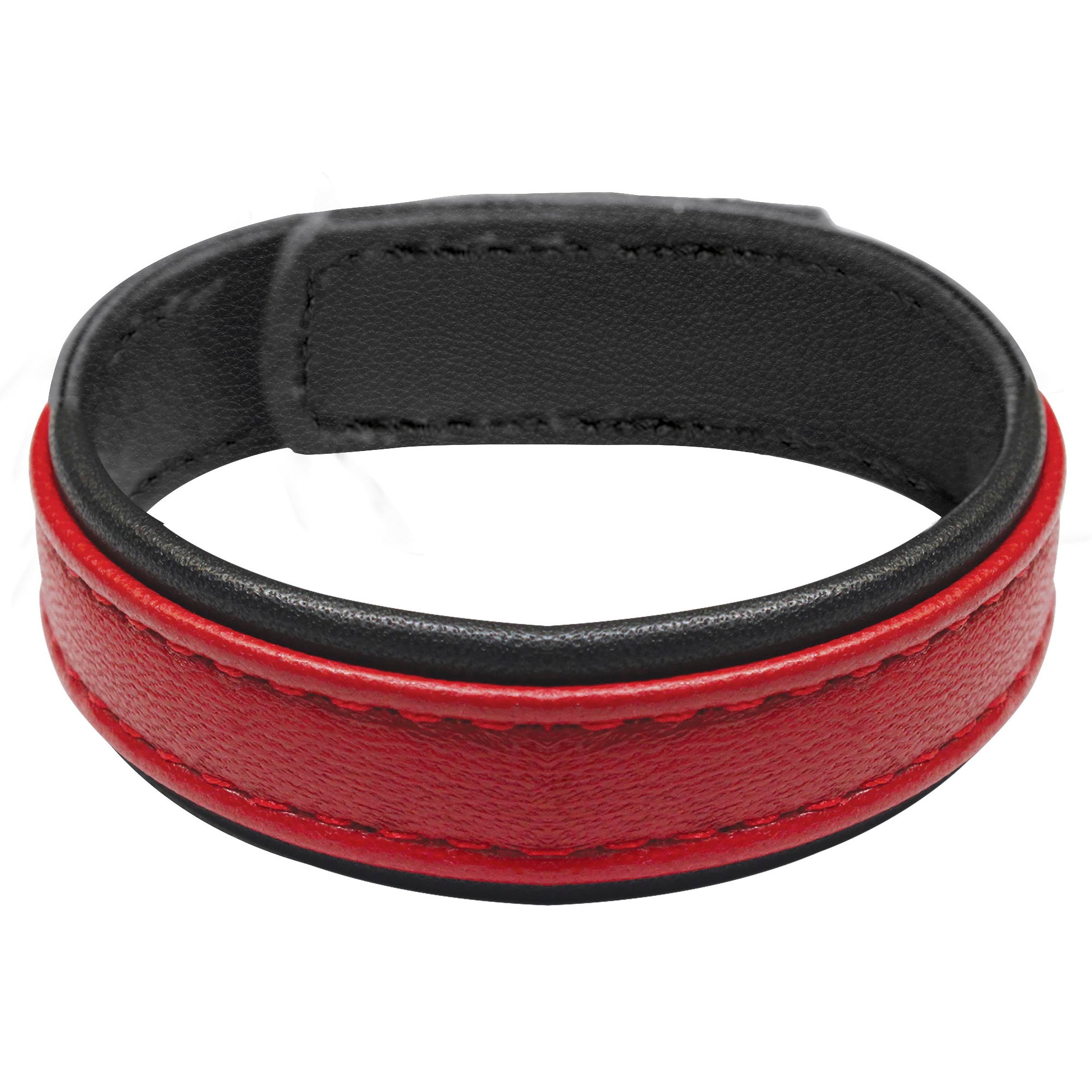 Red Leather Cock Ring with Velcro