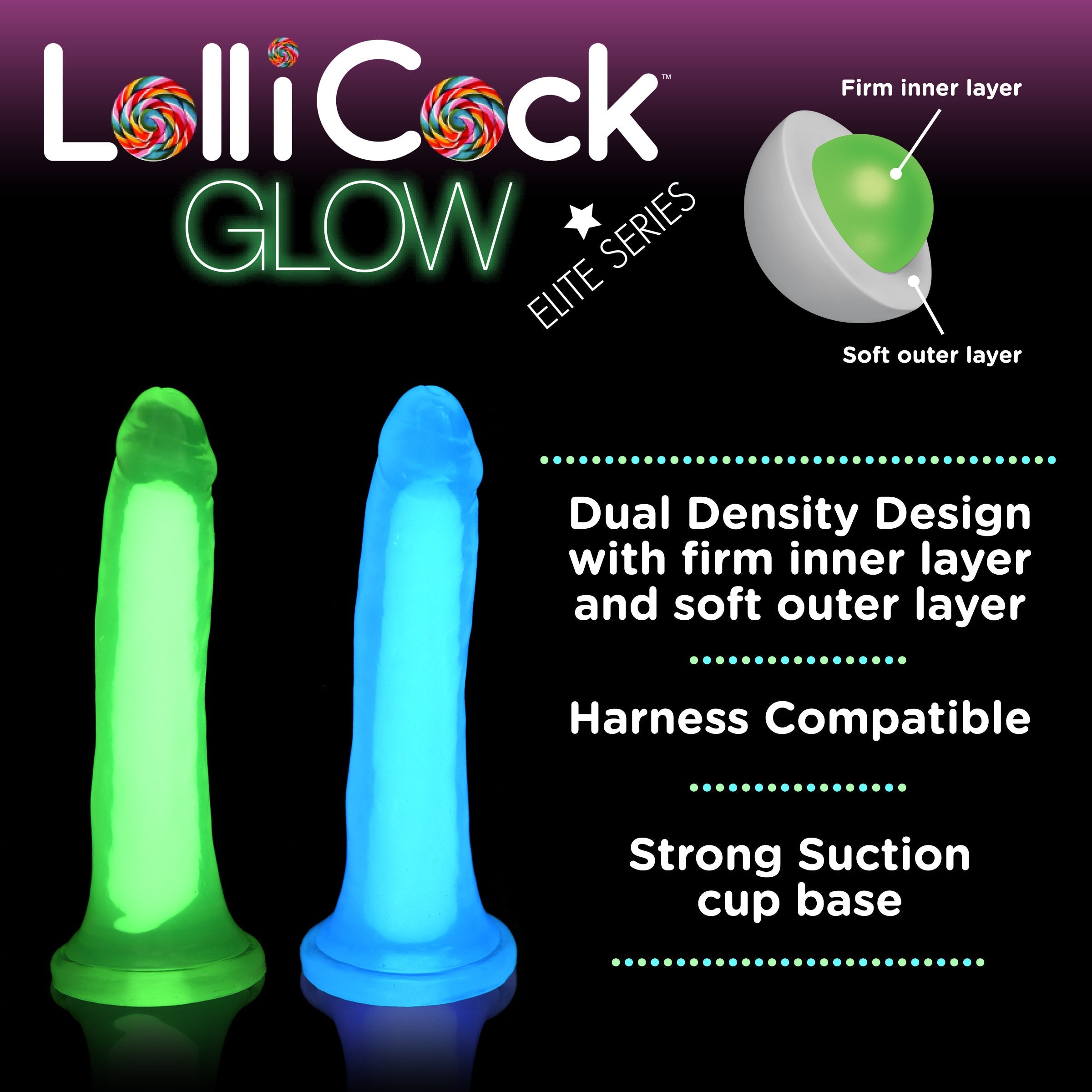 Lollicock 7" Glow-in-the-Dark Silicone Dildo