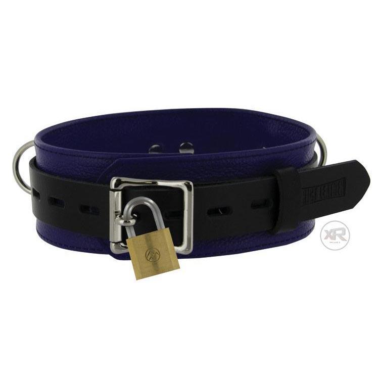 Strict Leather Deluxe Black and Blue Locking Collar